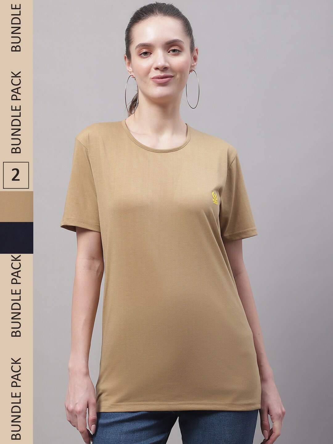 

MACK JONNEY Pack of 2 Cotton T-shirts, Camel brown