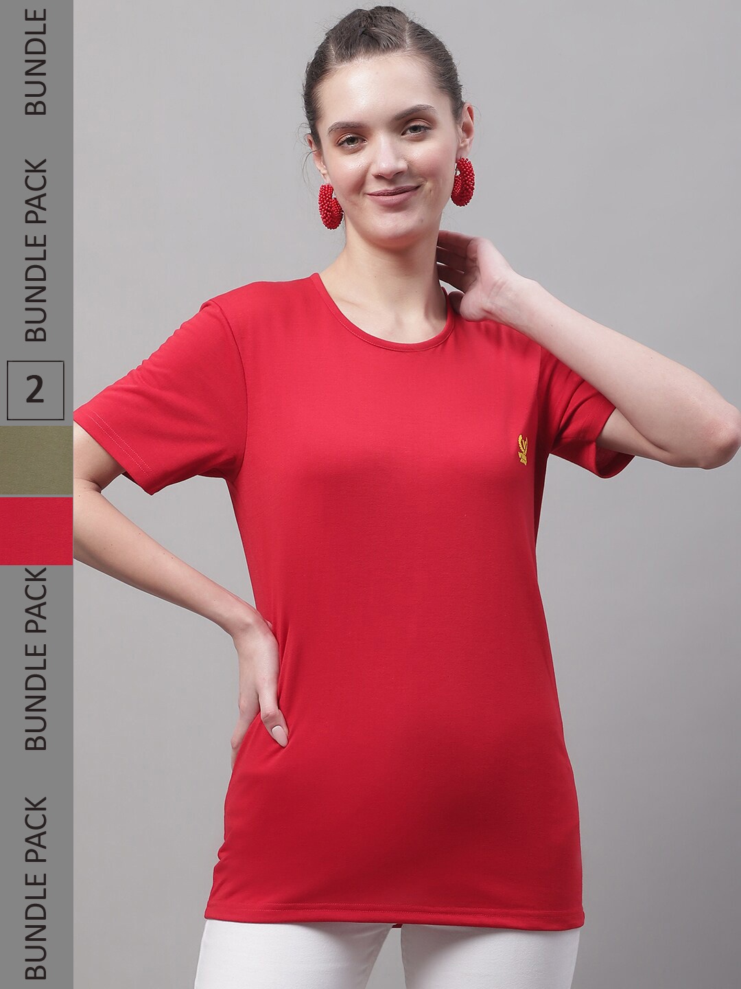 

MACK JONNEY Pack Of 2 Cotton T-Shirts, Red