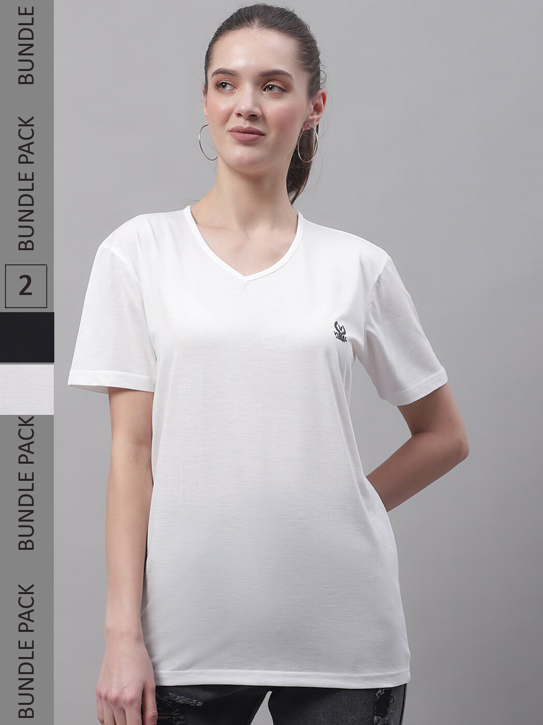 

MACK JONNEY Pack of 2 V-Neck Cotton T-shirts, White