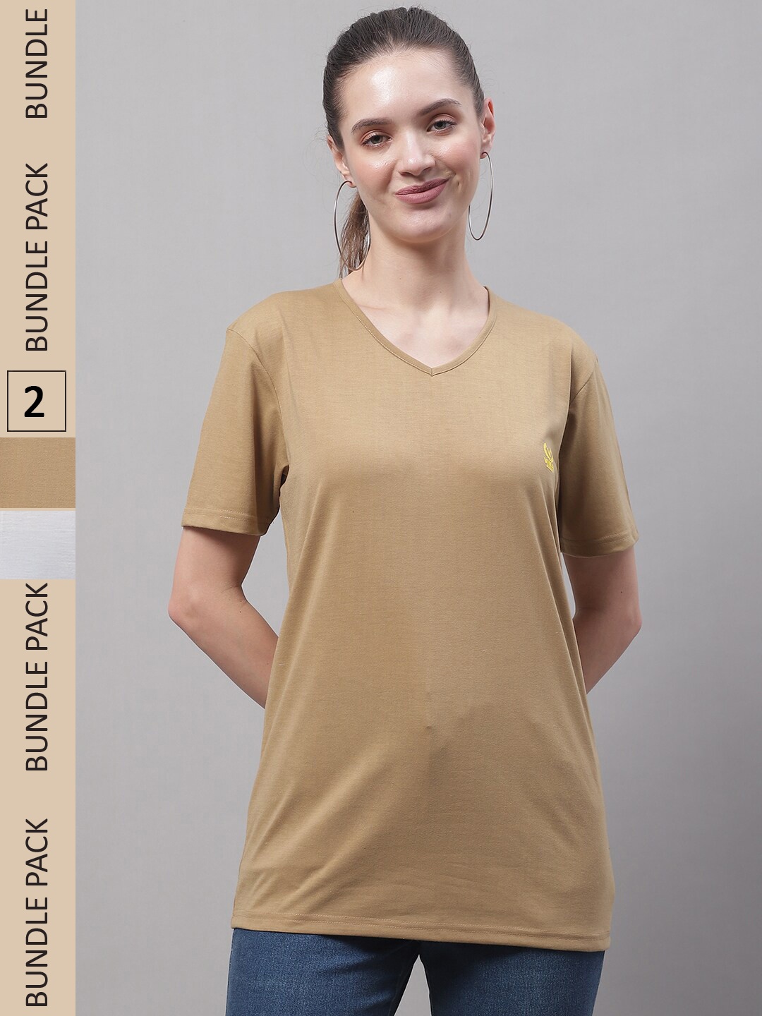 

MACK JONNEY Pack Of 2 Cotton T-shirts, Camel brown
