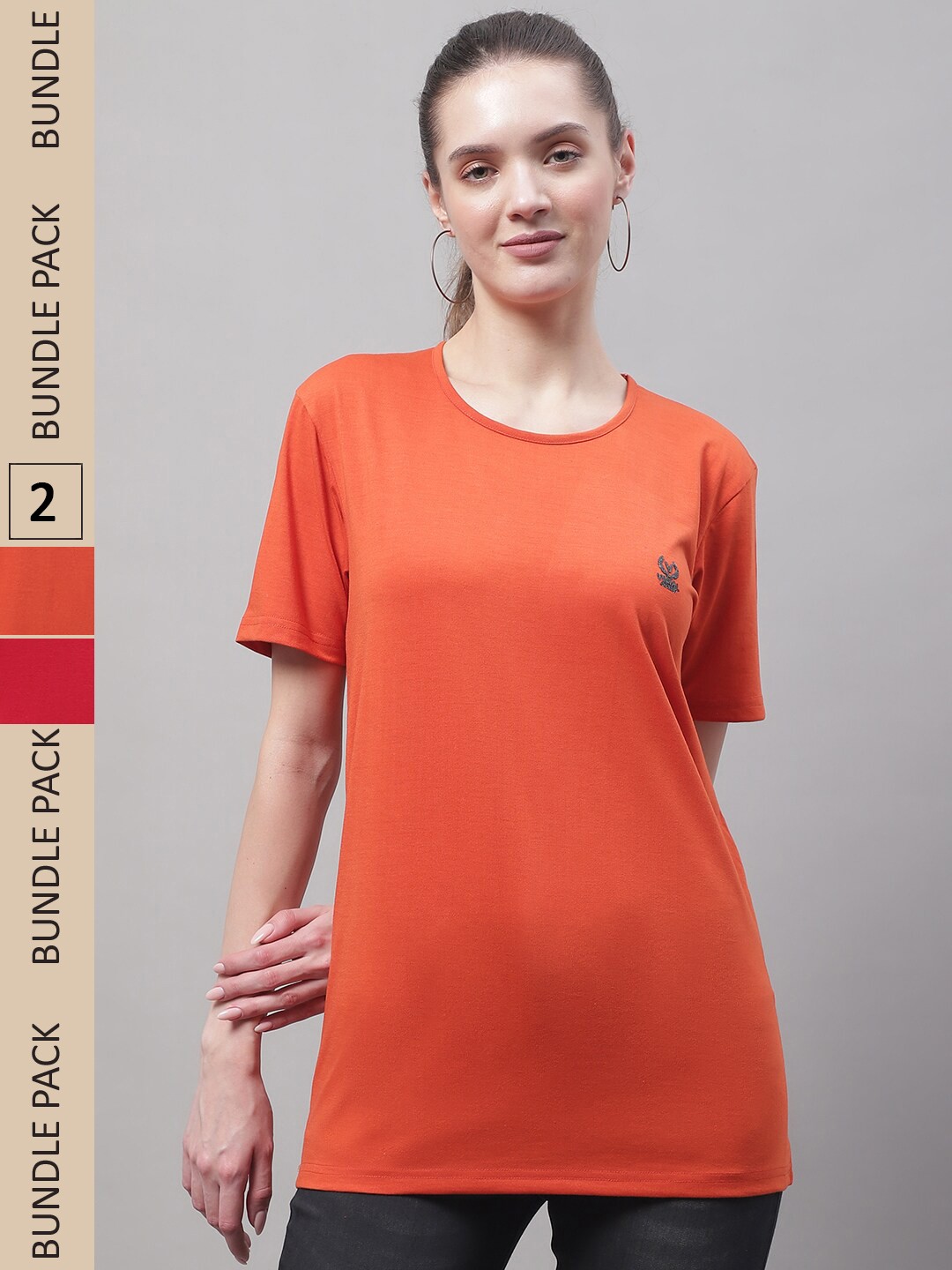

MACK JONNEY Pack Of 2 Knitted Cotton T-shirts, Orange
