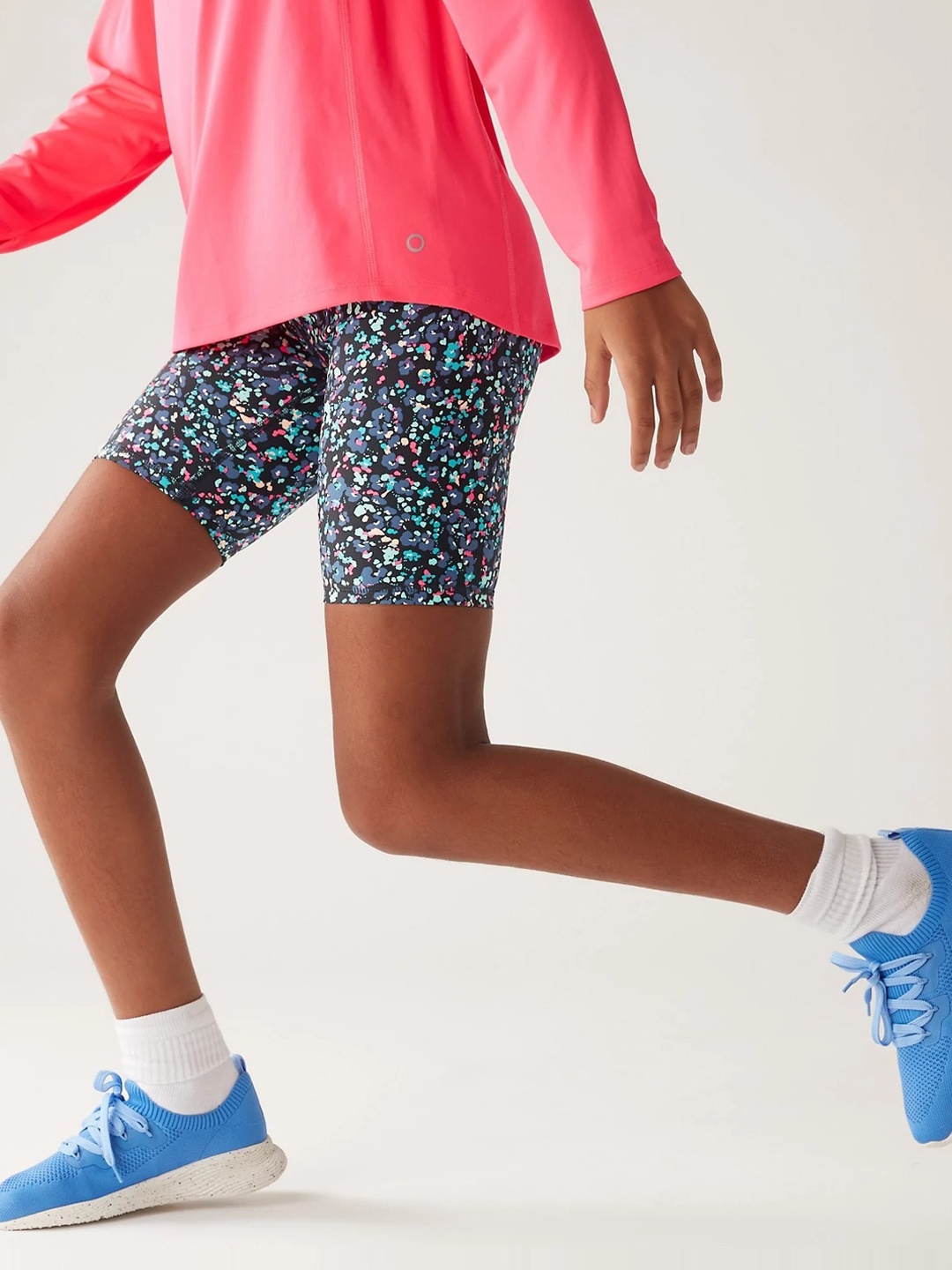 

Marks & Spencer Girls Printed High-Rise Sports Shorts, Black