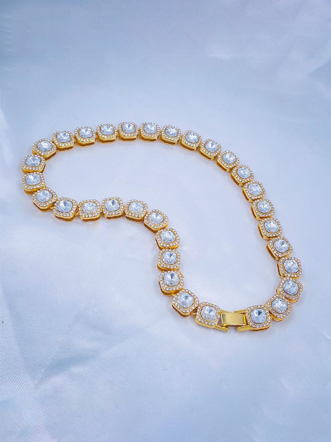 

ZIVOM Gold-Plated Rhinestone Square Open Chain, White