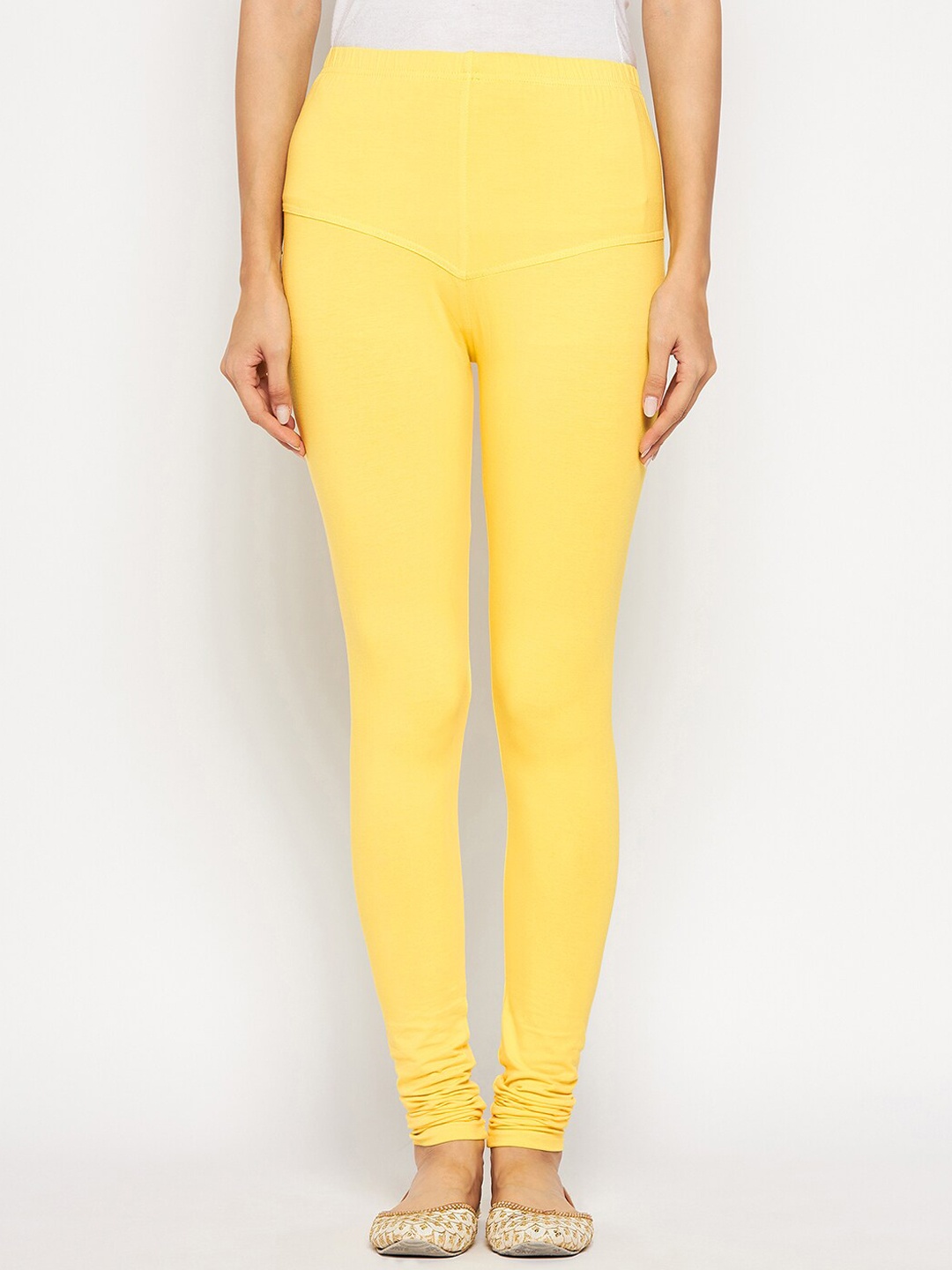 

SECRETS BY ZEROKAATA Women Cotton 4-Way Stretch Slim Fit Churidar Leggings, Yellow