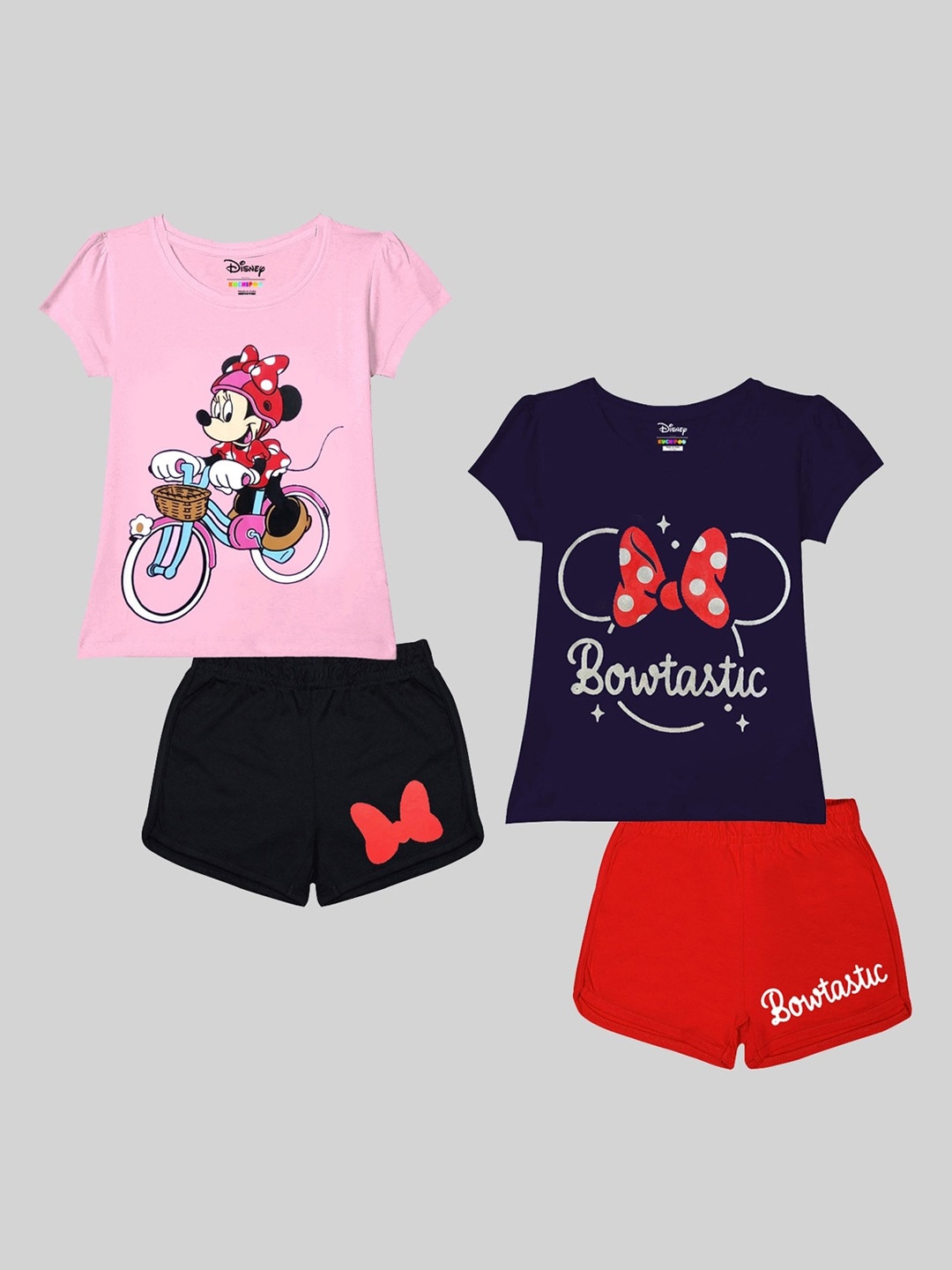 

KUCHIPOO Girls Pack Of 2 Graphic Printed Clothing Set, Black