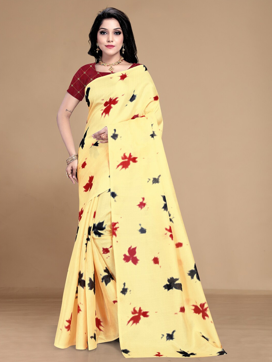 

KALINI Abstract Printed Saree, Yellow