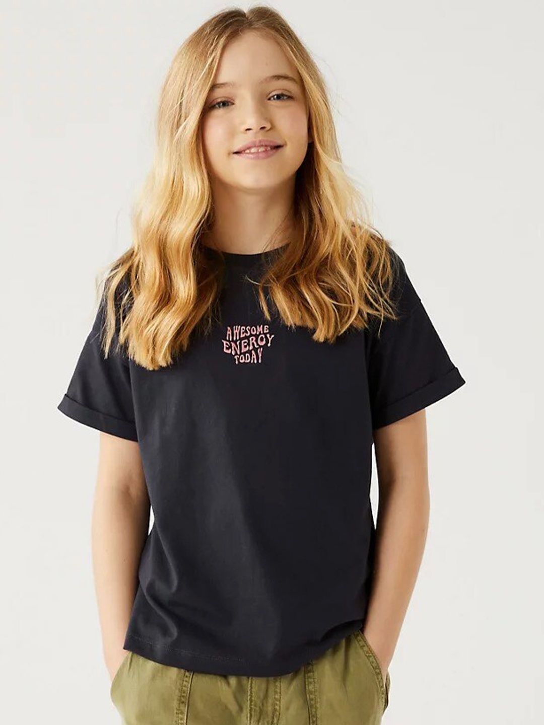 

Marks & Spencer Girls Round Neck Cotton T-shirt, Charcoal