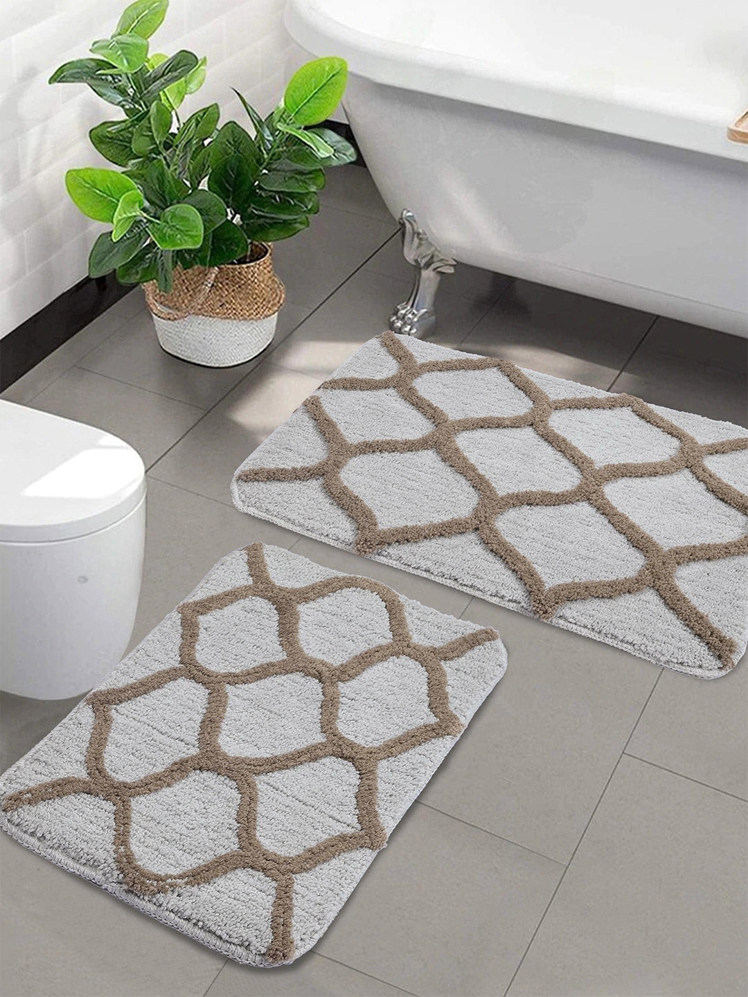 

Saral Home Grey Set Of 2 Anti-Skid Doormats