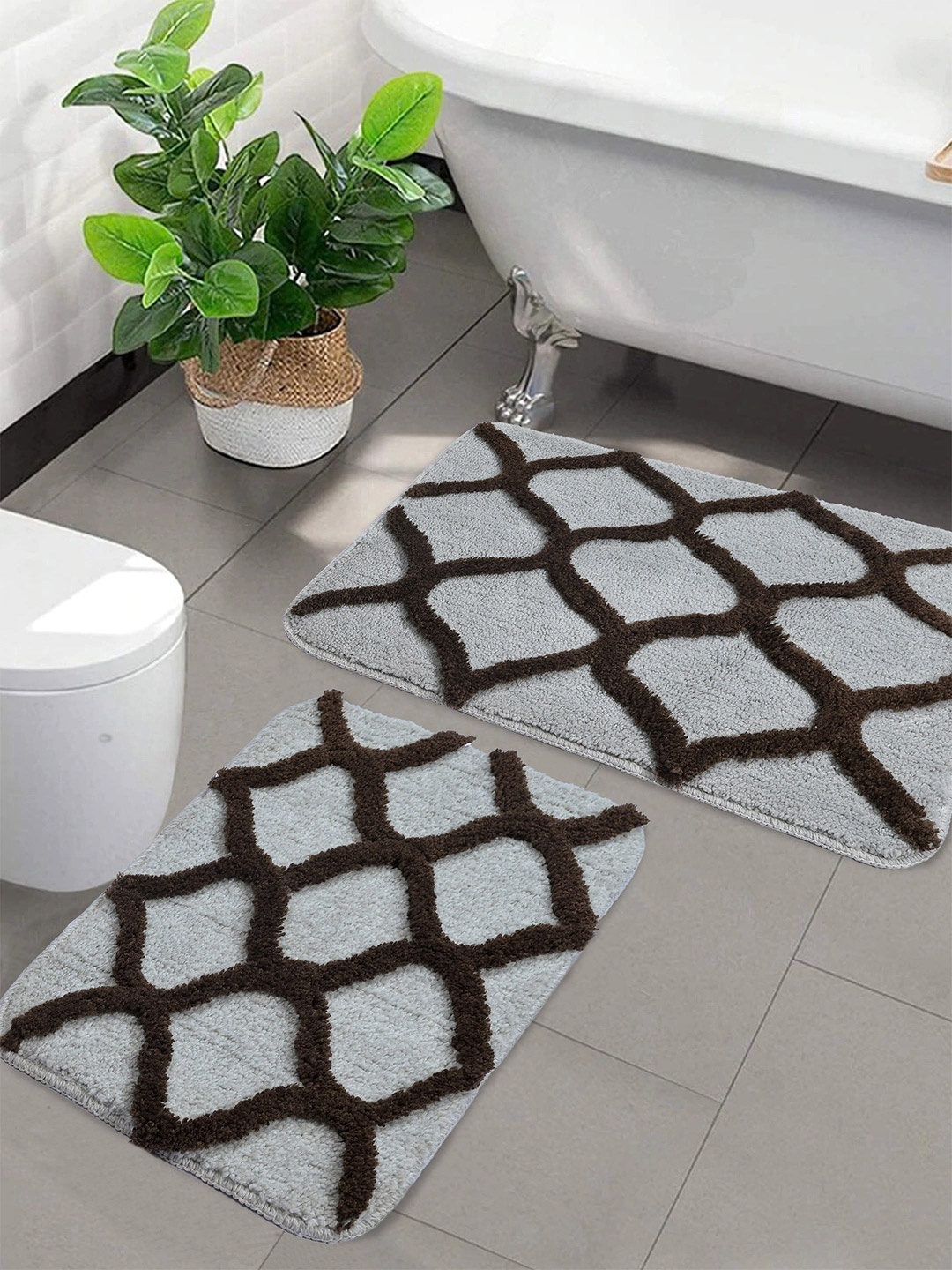 

Saral Home Set Of 2 Brown Textured Bath-Door Mat