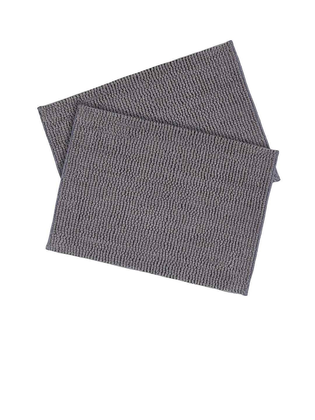 

Saral Home Basics Plush Chenille 2 Pcs Textured Anti-Skid Door Mats, Grey