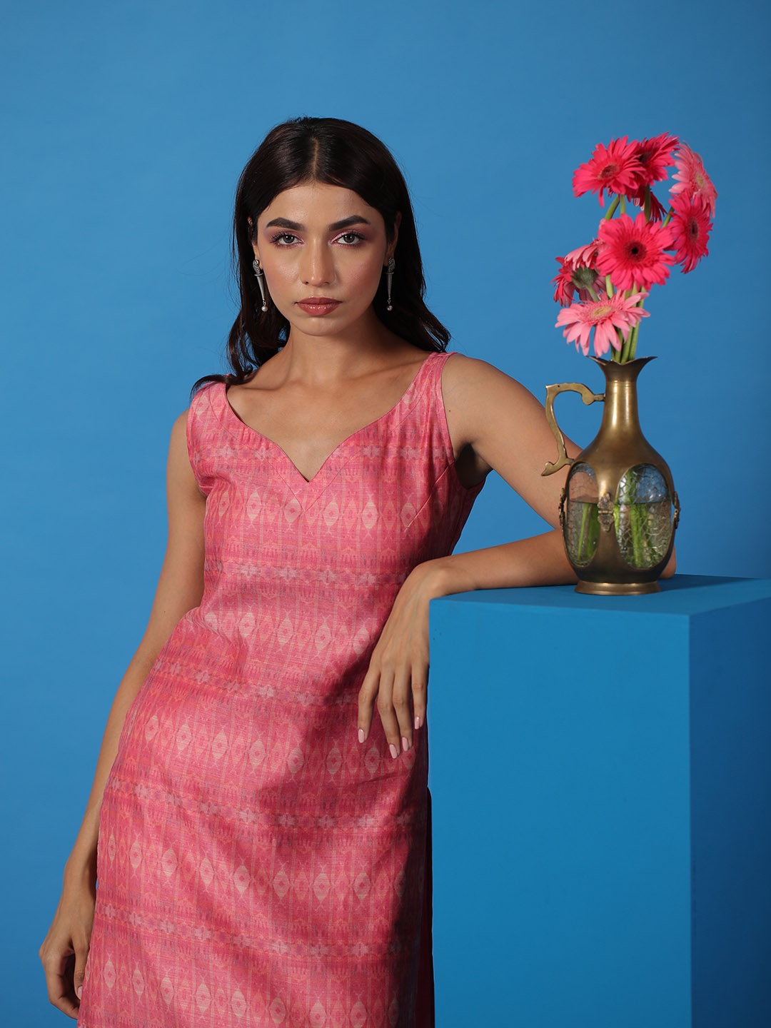 

anayna Geometric Printed Kurta, Pink