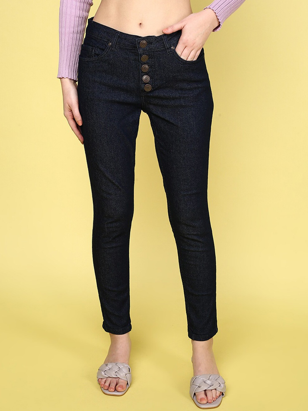 

JUNEBERRY Women Original Skinny Fit Low-Rise Cotton Jeans, Blue