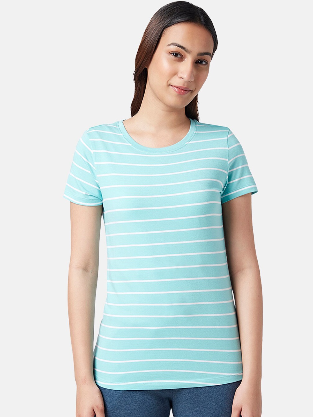 

Dreamz by Pantaloons Striped Cotton Lounge T-shirt, Blue