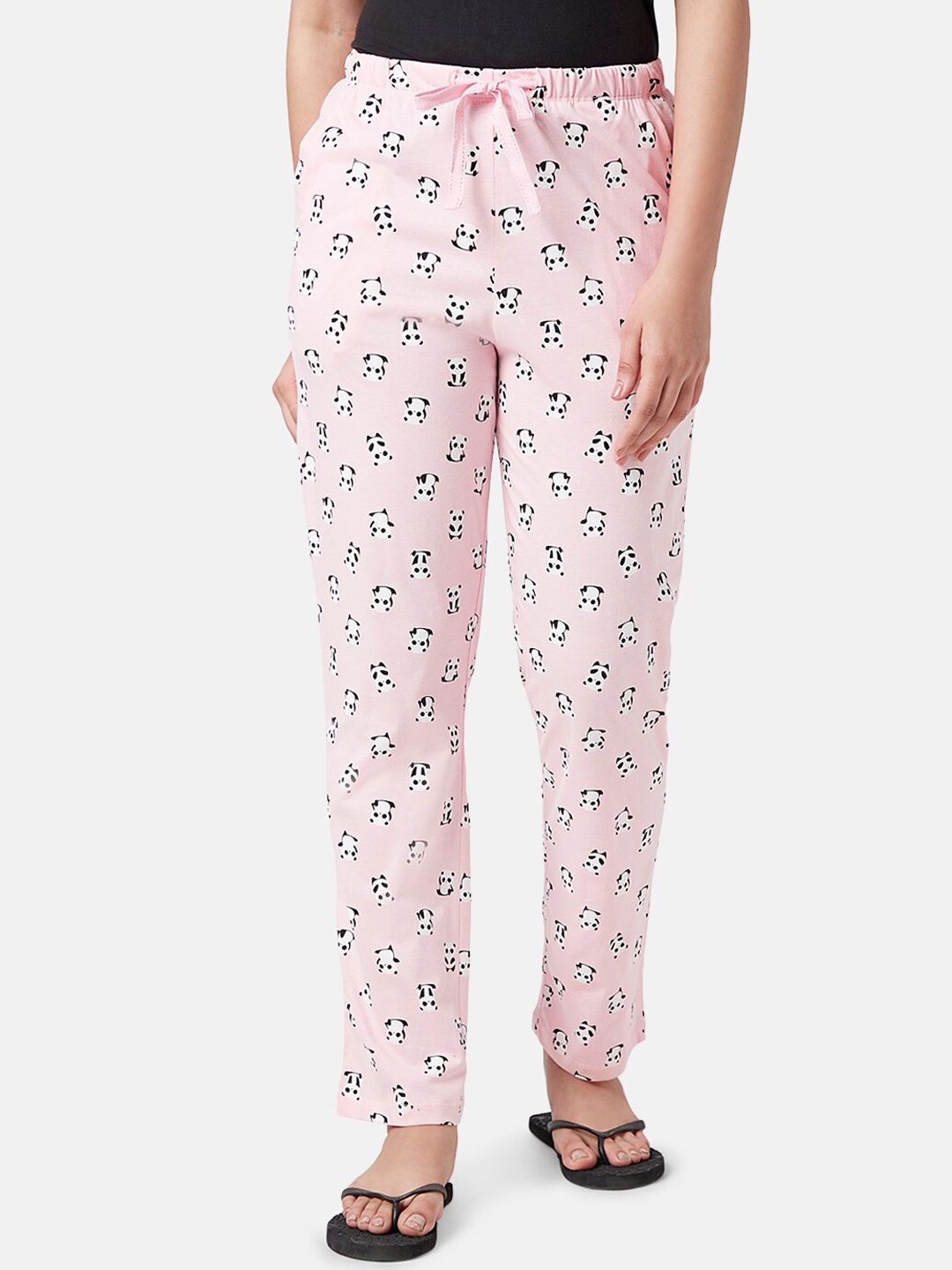 

Dreamz by Pantaloons Women Printed Mid-Rise Cotton Lounge Pants, Pink