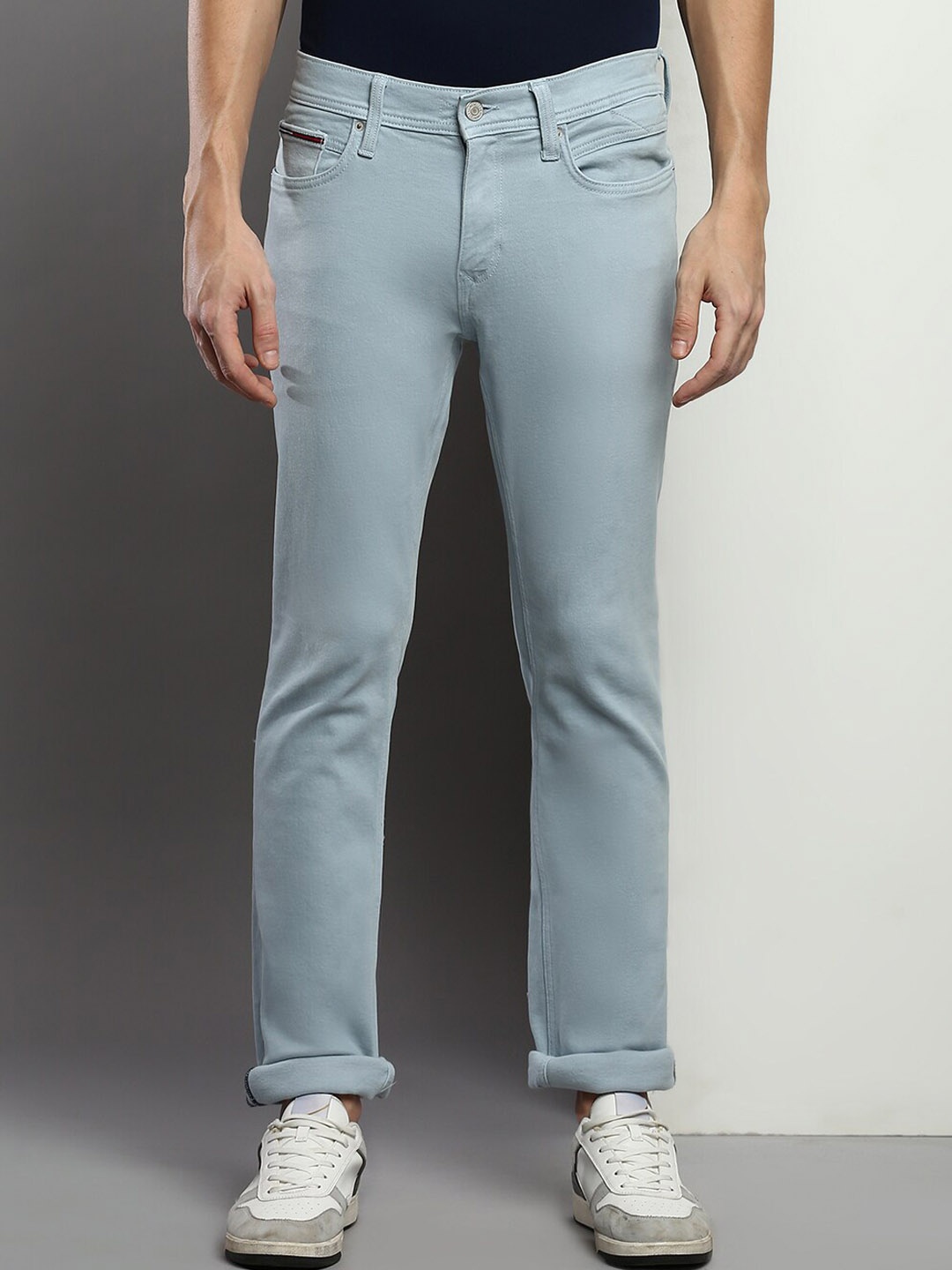 

Tommy Hilfiger Men Cotton Slim Fit Mid-Rise No Fade Jeans, Blue
