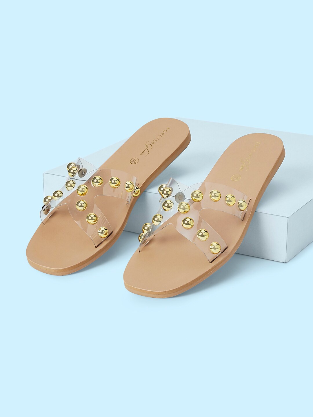 

Forever Glam by Pantaloons Women Embellished Open Toe Flats, Gold
