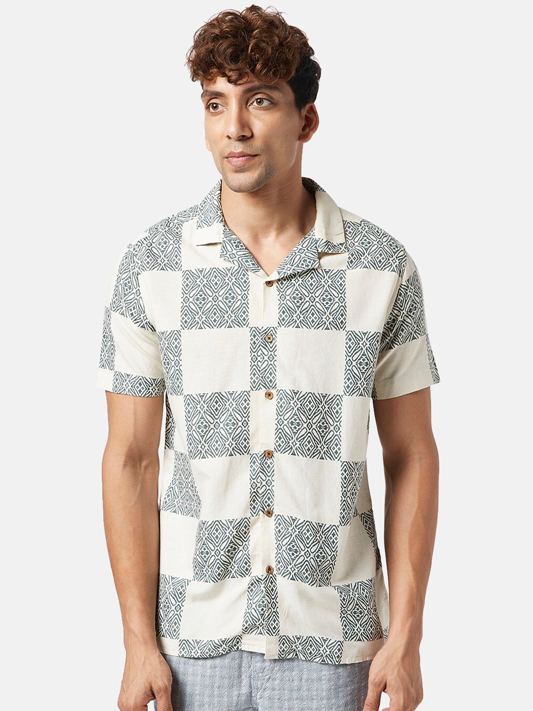 

7 Alt by Pantaloons Ethnic Motifs Printed Casual Shirt, Green