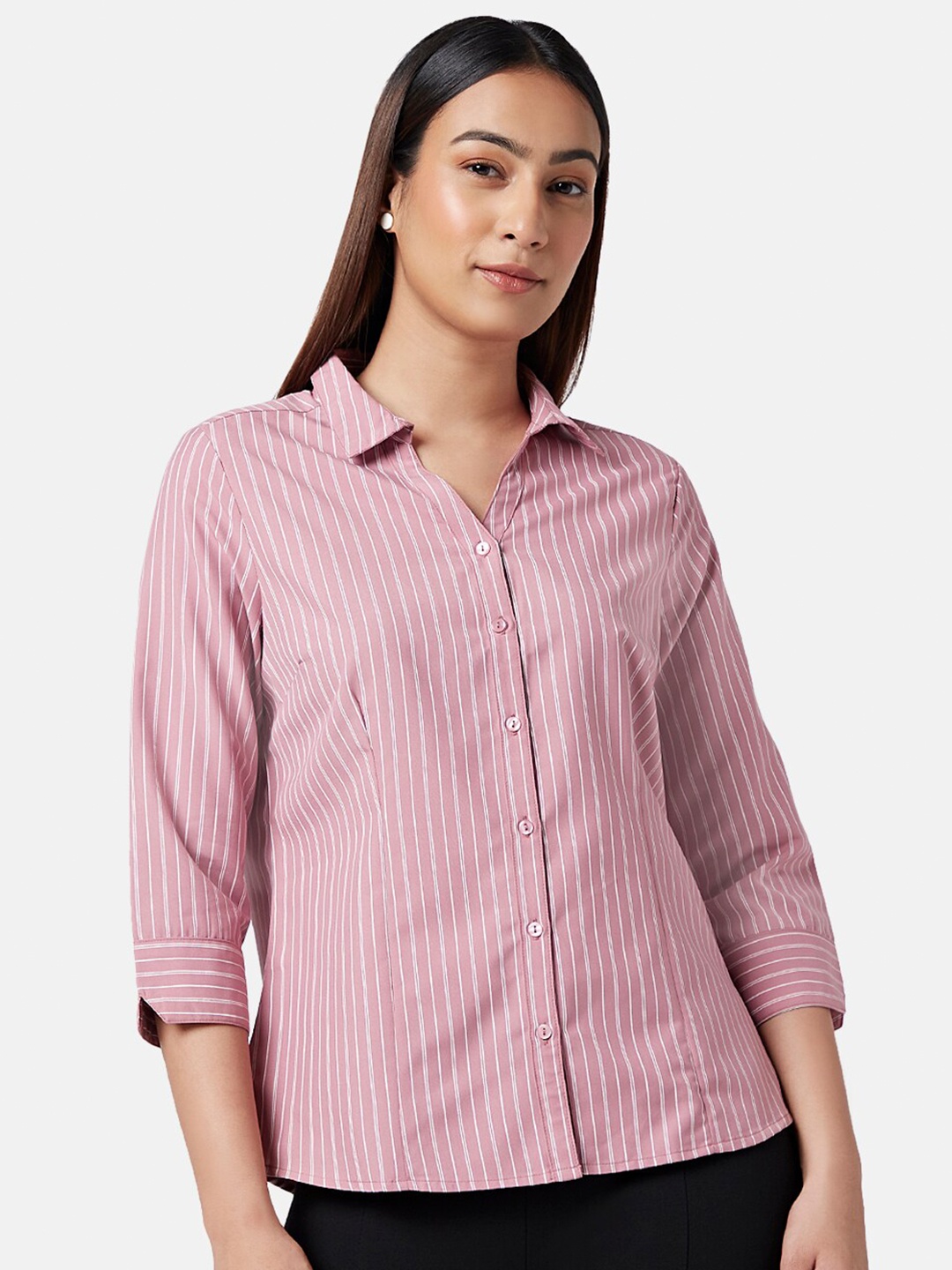 

Annabelle by Pantaloons Vertical Stripes Striped Casual Shirt, Pink