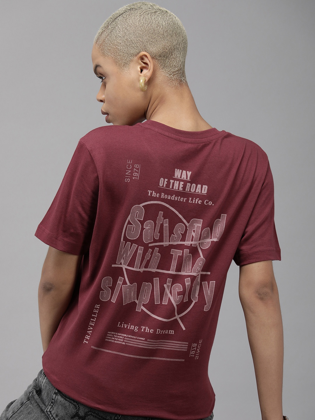 

Roadster Printed Boxy T-shirt, Maroon