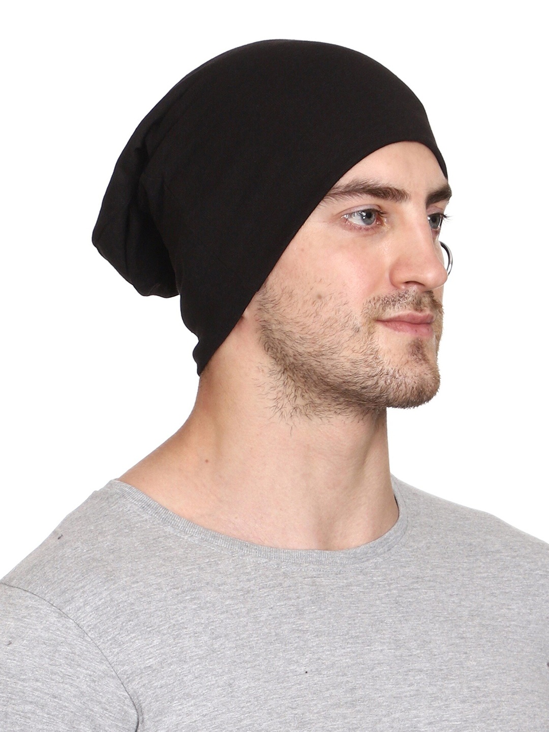 

Gajraj Cotton Slouchy Beanie, Black