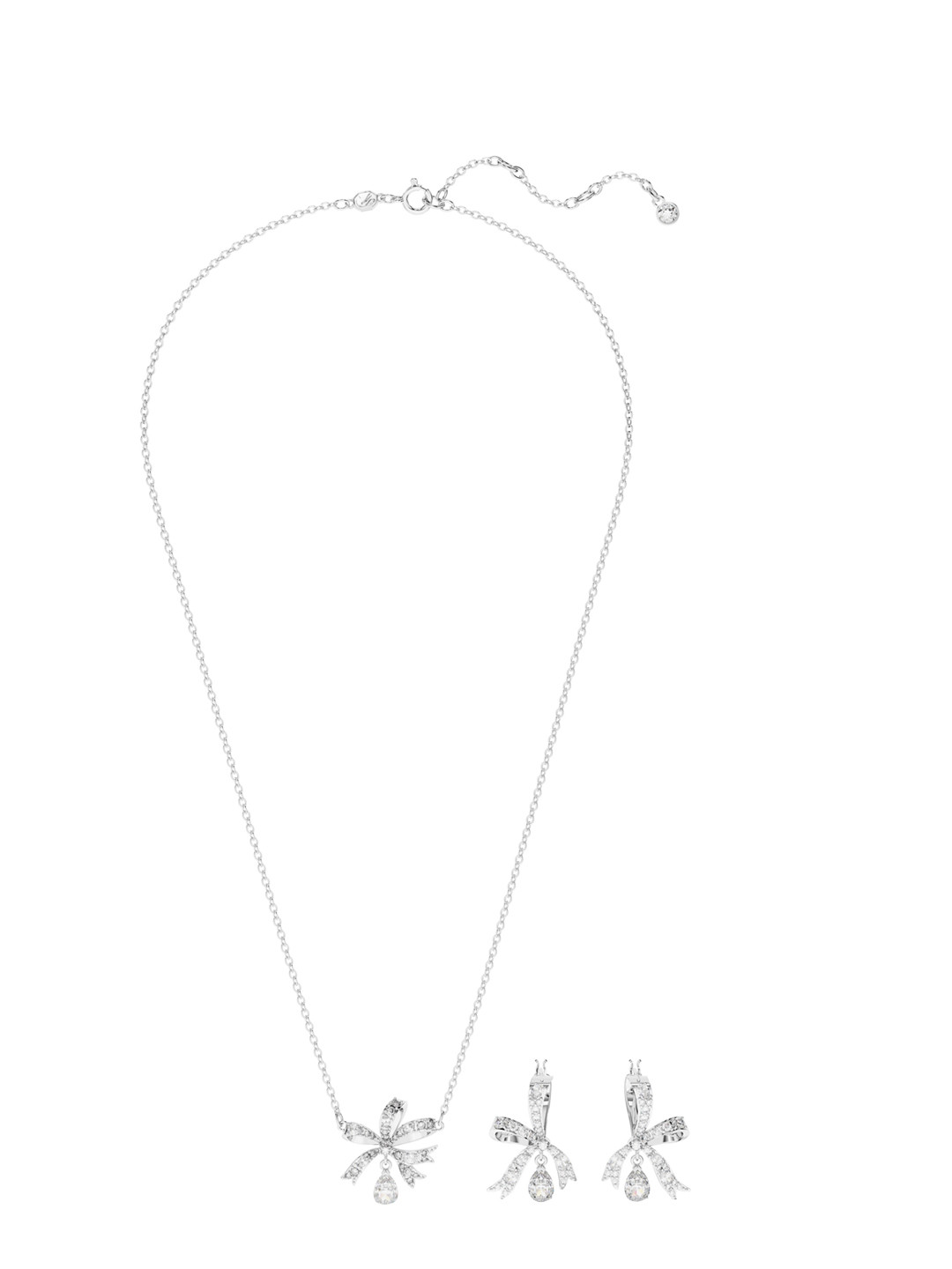 

SWAROVSKI Rhodium Plated Bow Shaped Hyperbola Jewellery Set, Silver