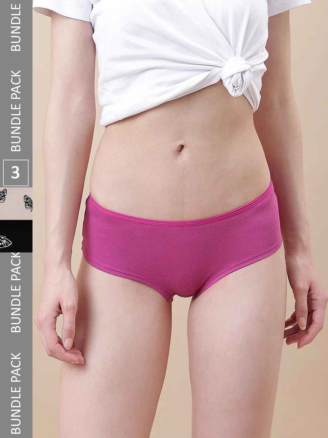 

Marks & Spencer Women Pack Of 3 Printed Basic Briefs, Pink