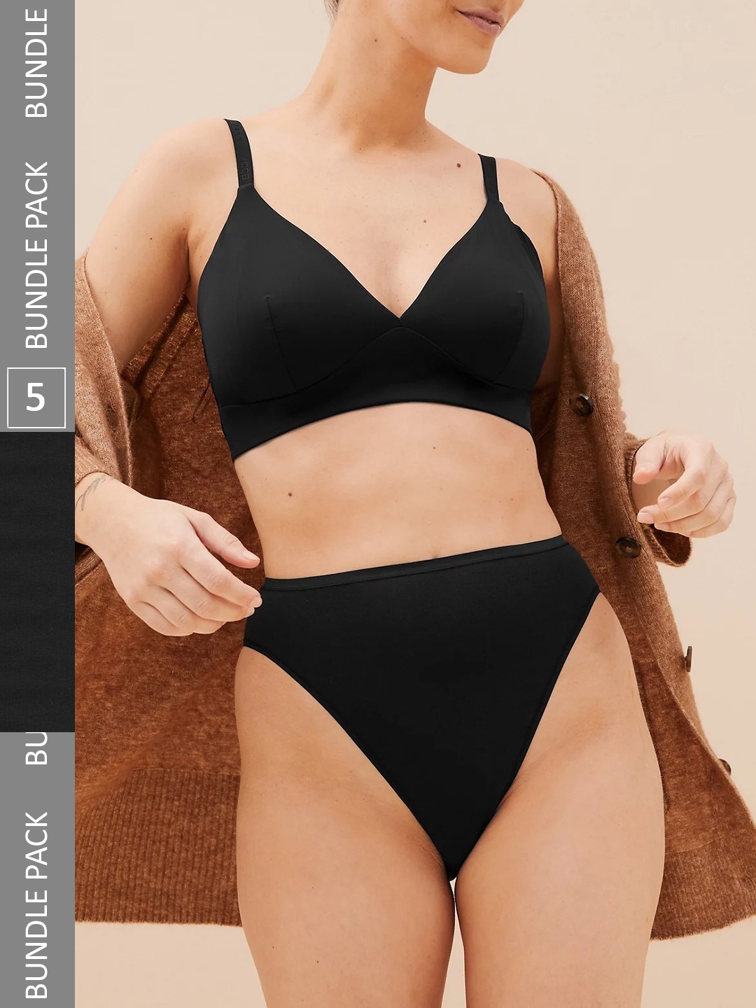 

Marks & Spencer Pack of 5 High-Rise Bikini Briefs, Black