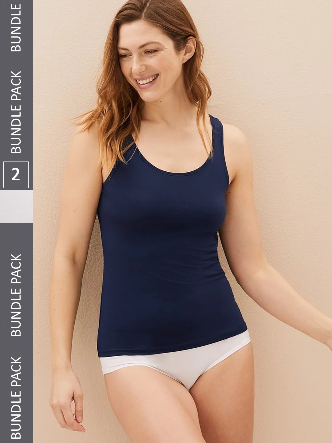 

Marks & Spencer Pack Of 2 Non Padded Camisoles- T326867WHITE MIX_1, Navy blue