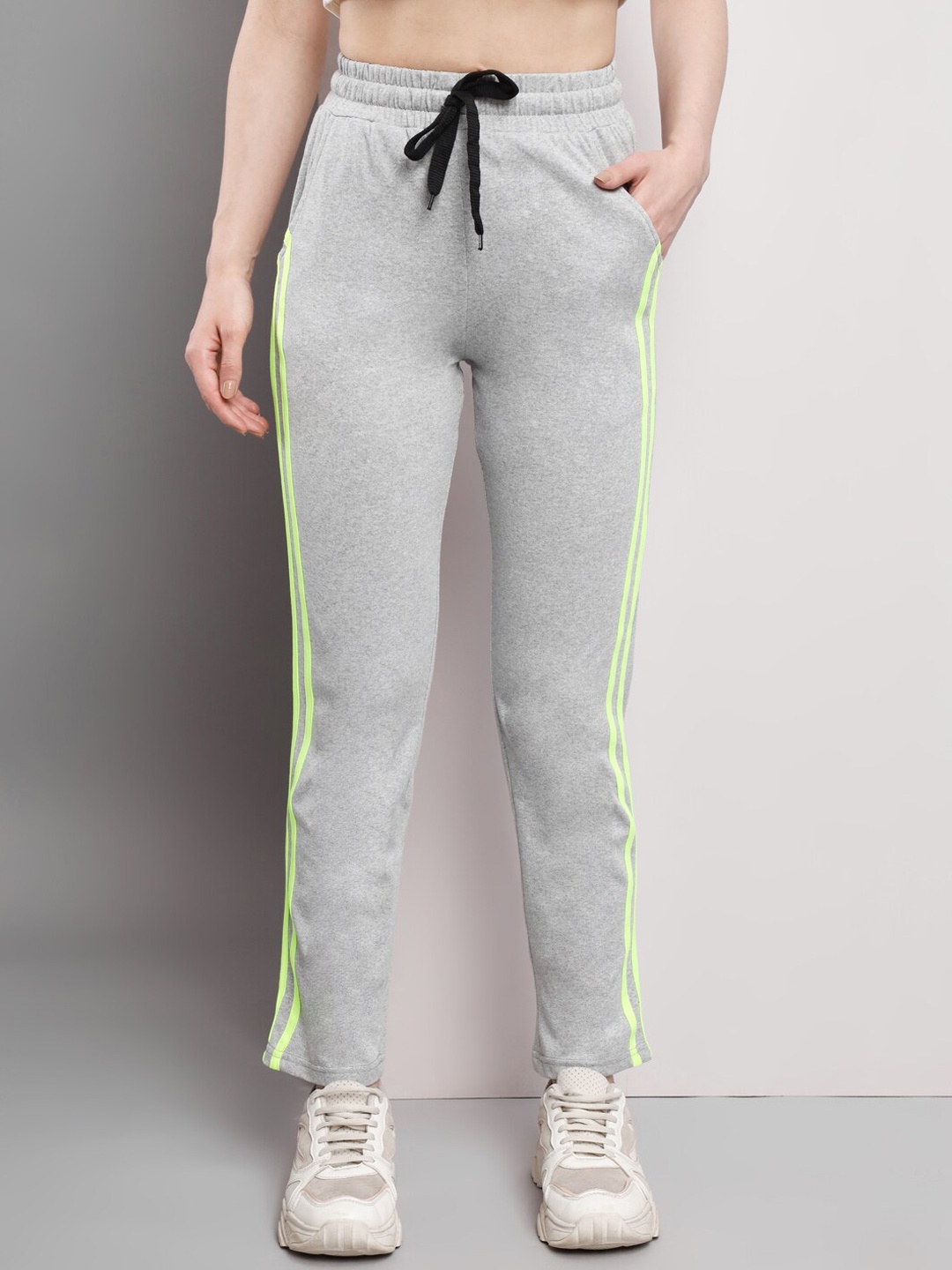 

Q-rious Women Regular Fit Mid-Rise Pure Cotton Track Pants, Grey