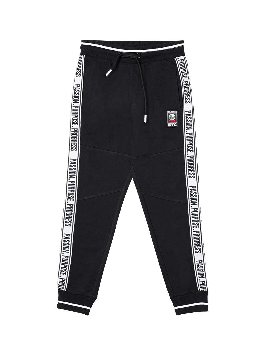 

R&B Boys Relaxed Fit Cotton Joggers, Black