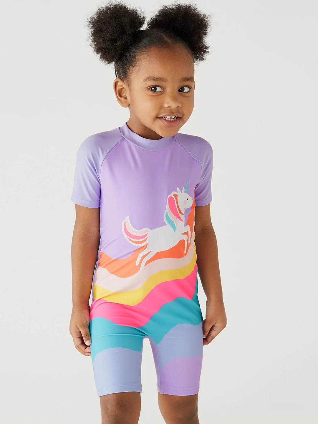 

Marks & Spencer Girls Unicorn Printed Swimwear Legsuit, Purple