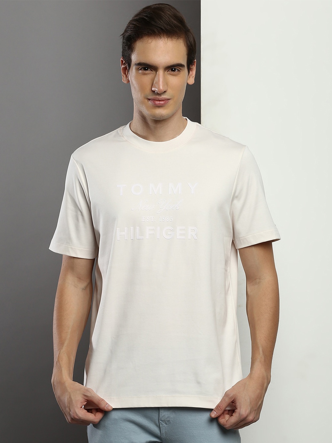 

Tommy Hilfiger Typography Printed T-shirt, Beige