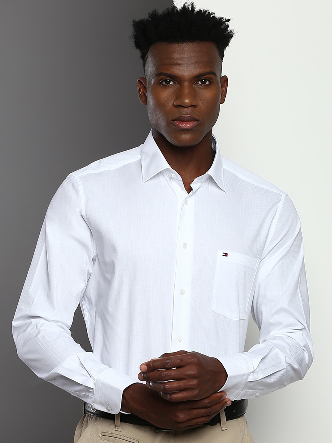 

Tommy Hilfiger Spread Collar Cotton Formal Shirt, White