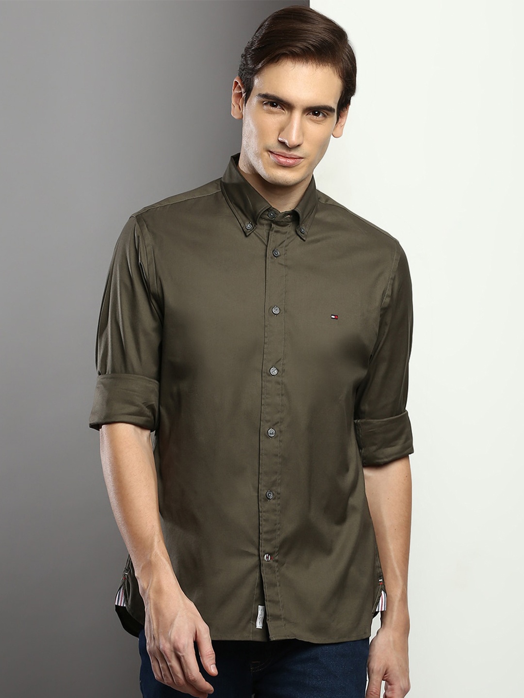 

Tommy Hilfiger Button-Down Collar Oxford Casual Shirt, Olive