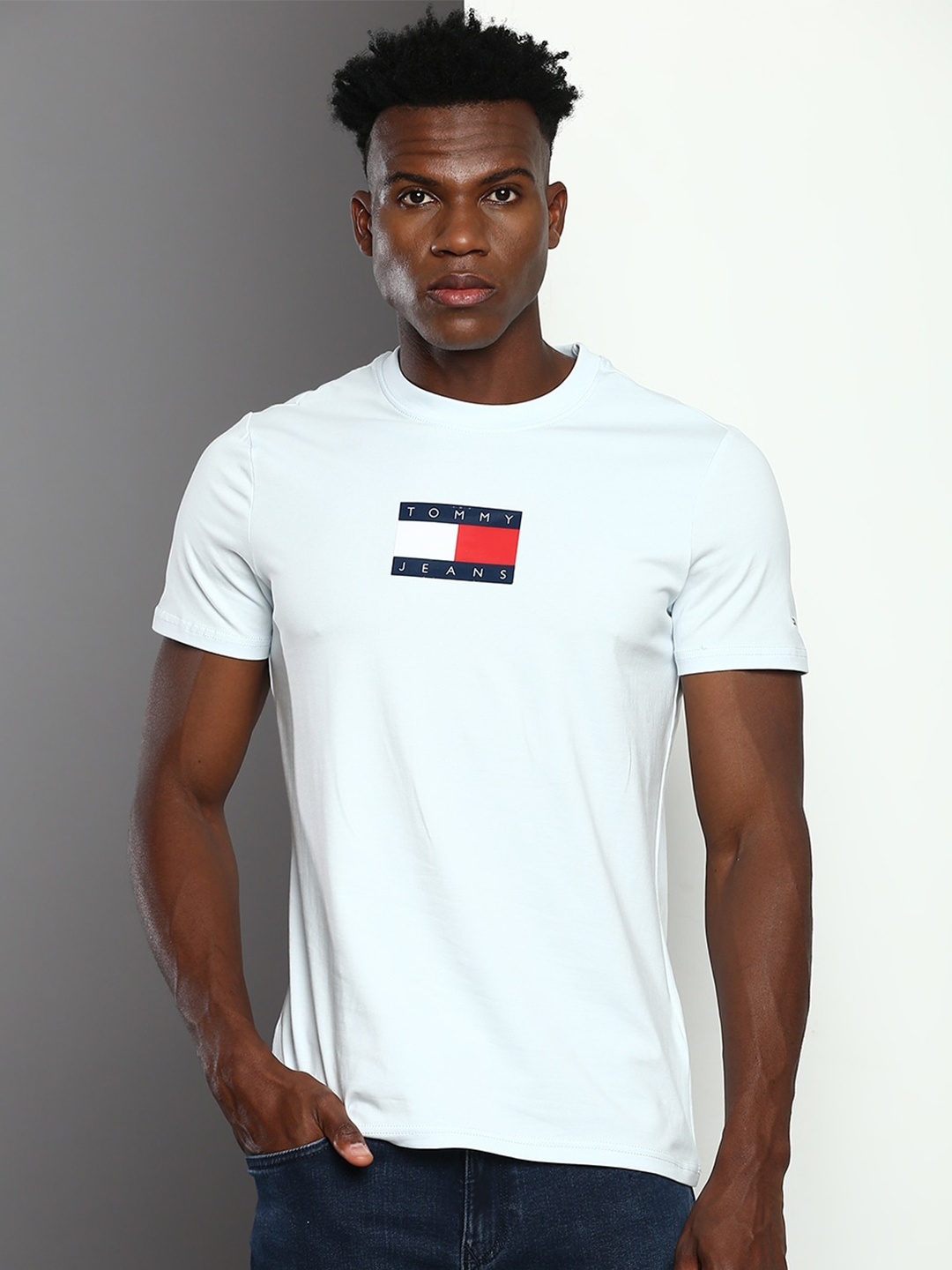 

Tommy Hilfiger Brand Logo Printed Slim Fit T-shirt, Blue