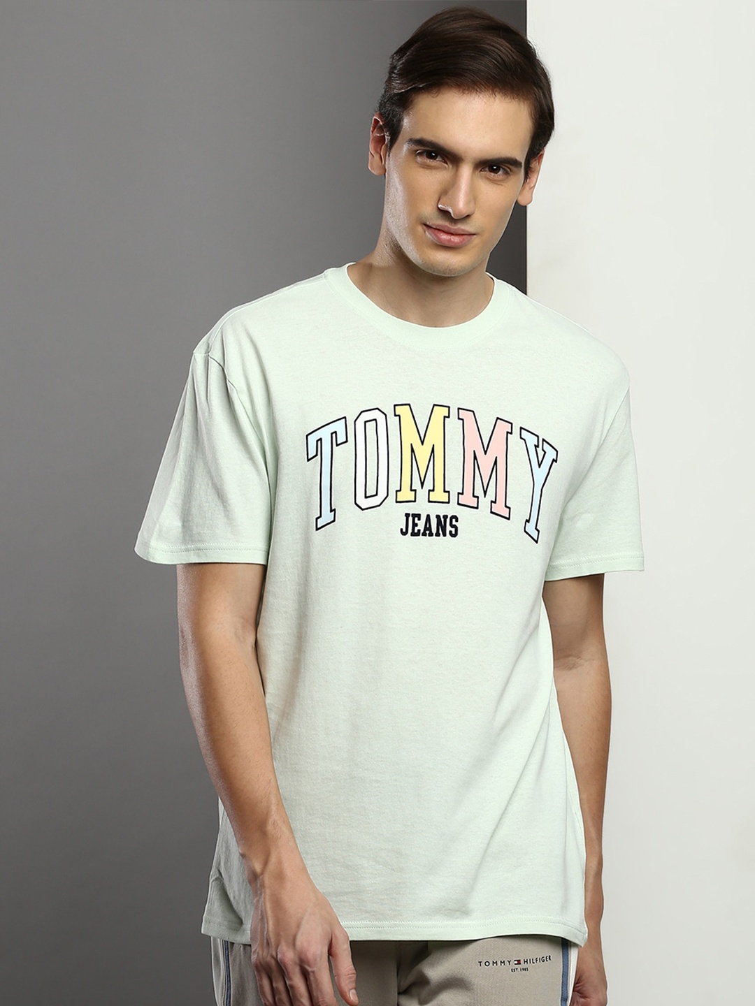 

Tommy Hilfiger Typography Printed Cotton T-shirt, Sea green