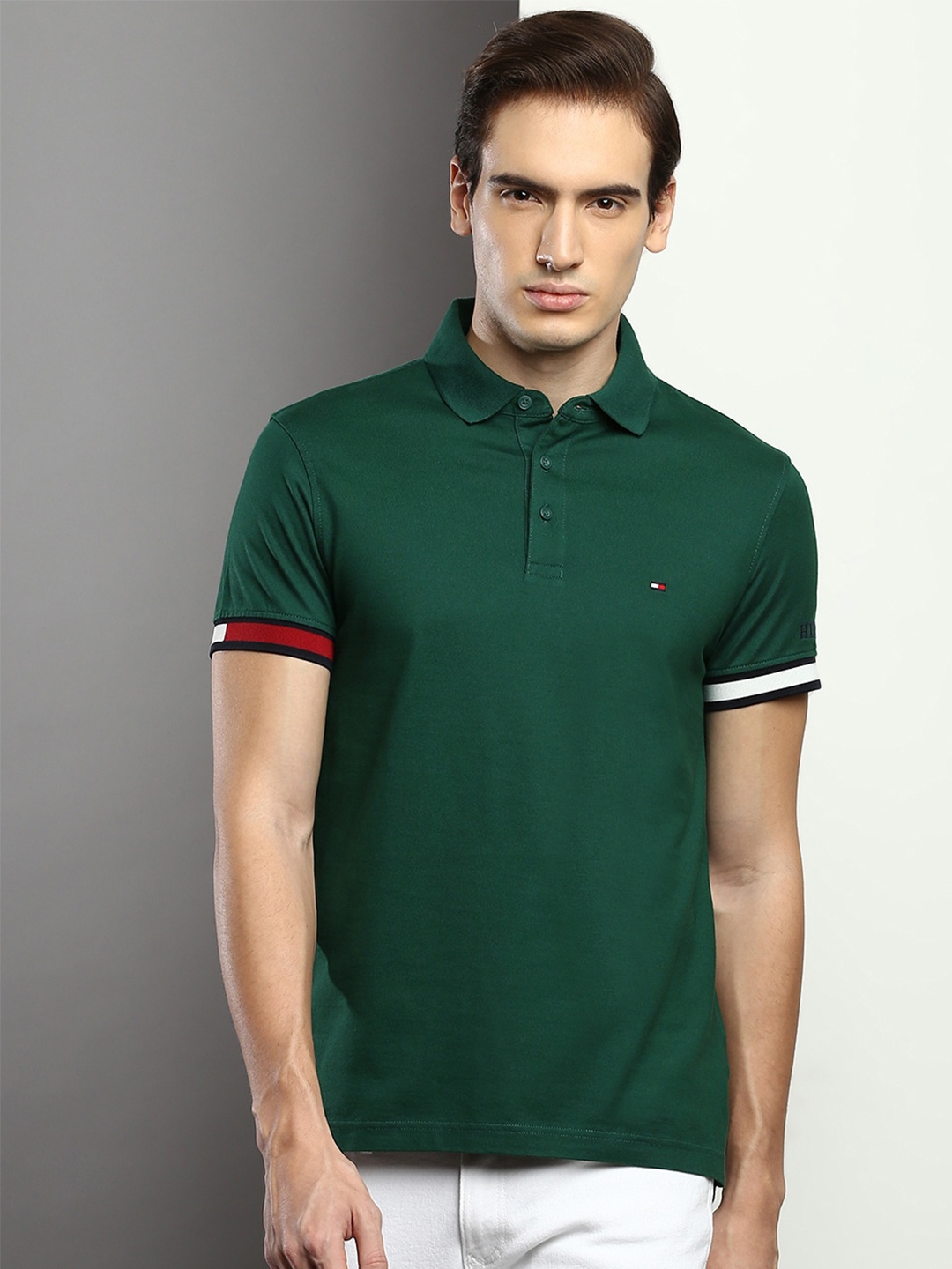 

Tommy Hilfiger Polo Collar Slim Fit Pure Cotton T-shirt, Green