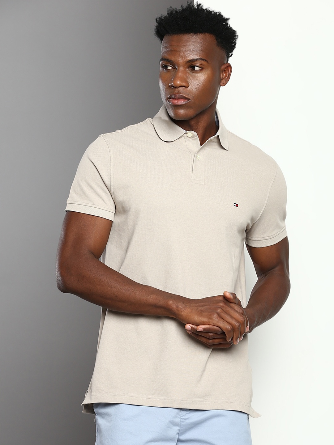 

Tommy Hilfiger Polo Collar Organic Cotton T-shirt, Beige