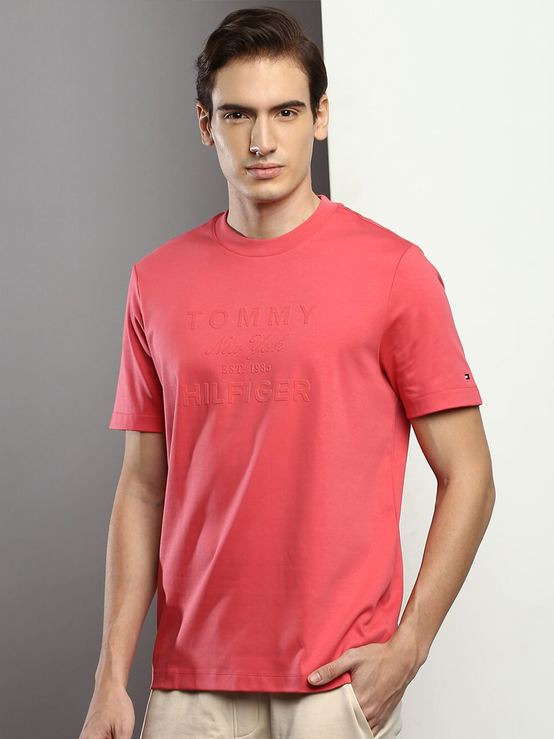 

Tommy Hilfiger Brand Logo Printed Regular Fit T-shirt, Pink