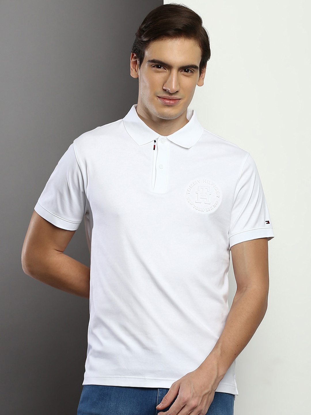 

Tommy Hilfiger Polo Collar Regular Fit Pure Cotton T-shirt, White
