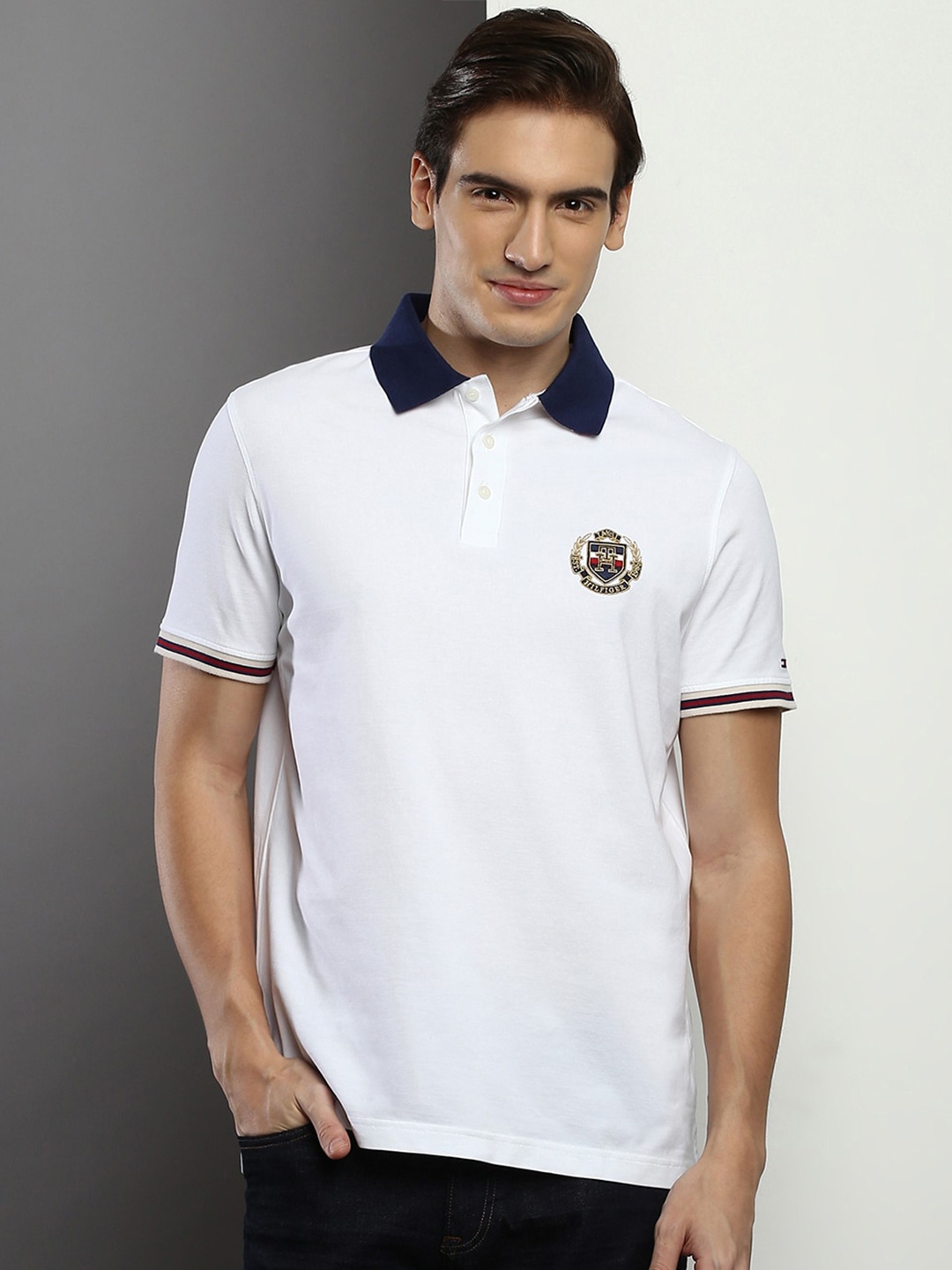 

Tommy Hilfiger Polo Collar Applique Organic Cotton T-shirt, White