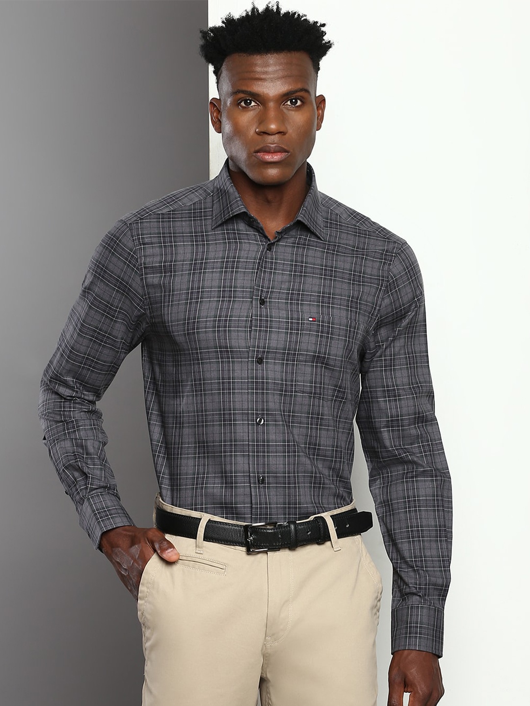 

Tommy Hilfiger Tartan Checks Checked Twill Formal Shirt, Grey