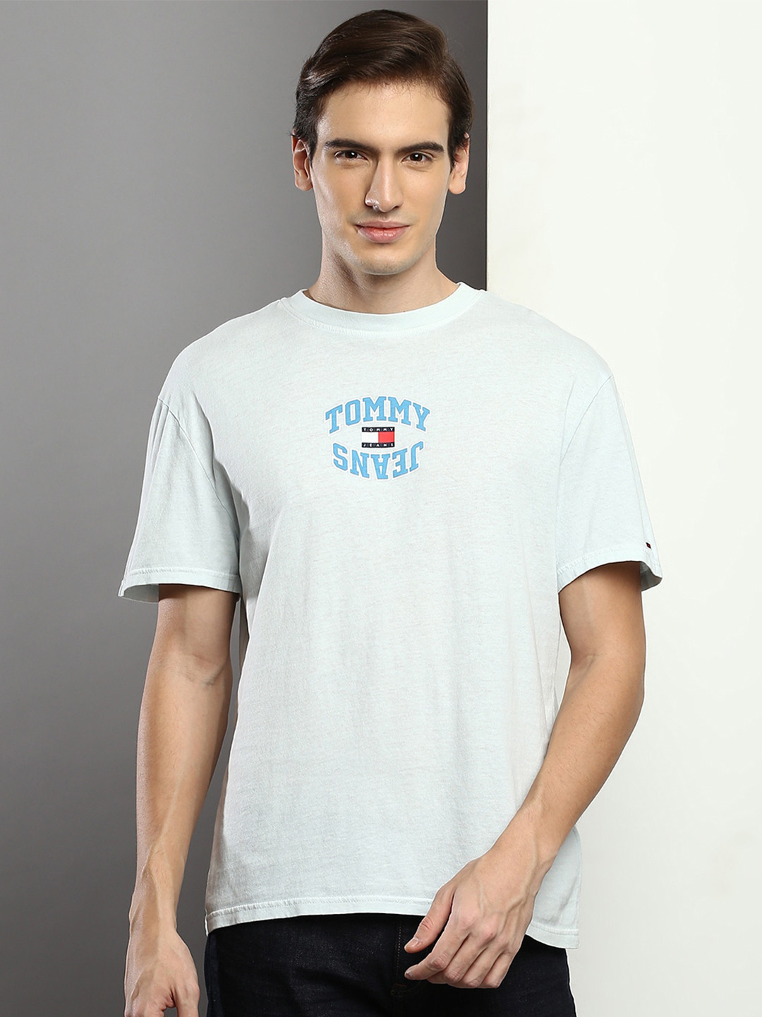 

Tommy Hilfiger Brand Logo Printed Pure Cotton T-shirt, Blue
