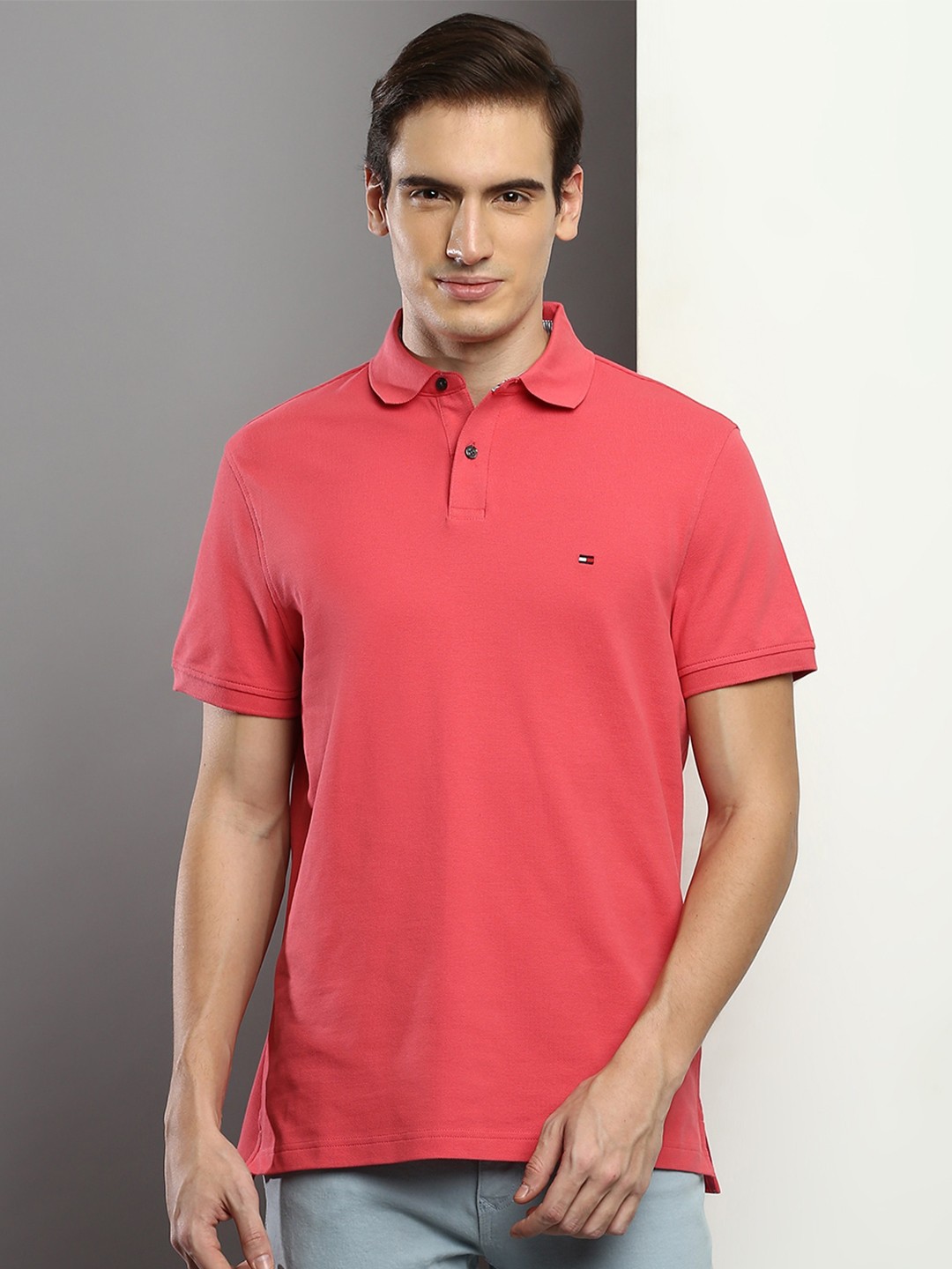 

Tommy Hilfiger Polo Collar Organic Cotton T-shirt, Pink