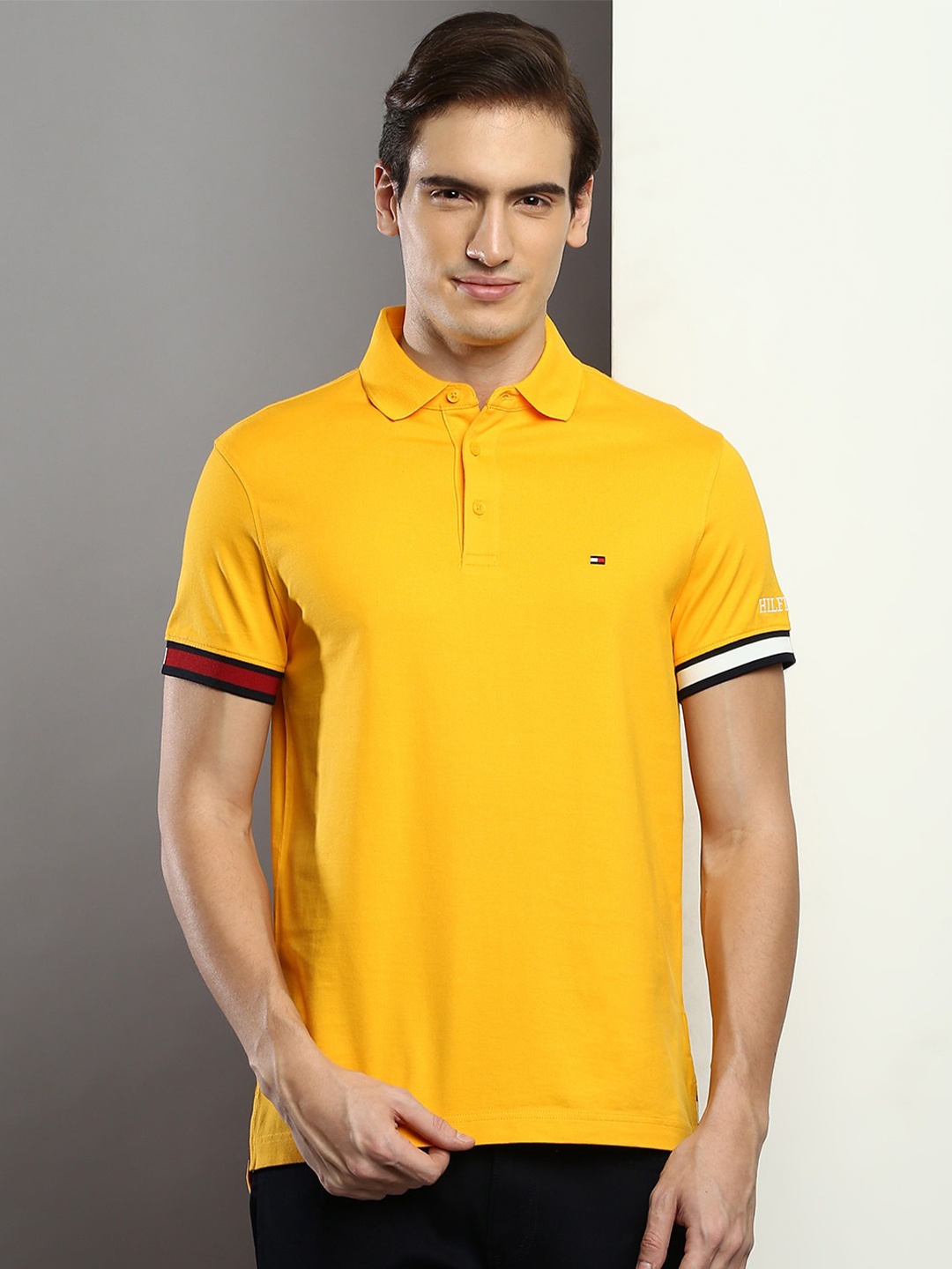 

Tommy Hilfiger Polo Collar Slim Fit Pure Cotton Casual T-shirt, Yellow