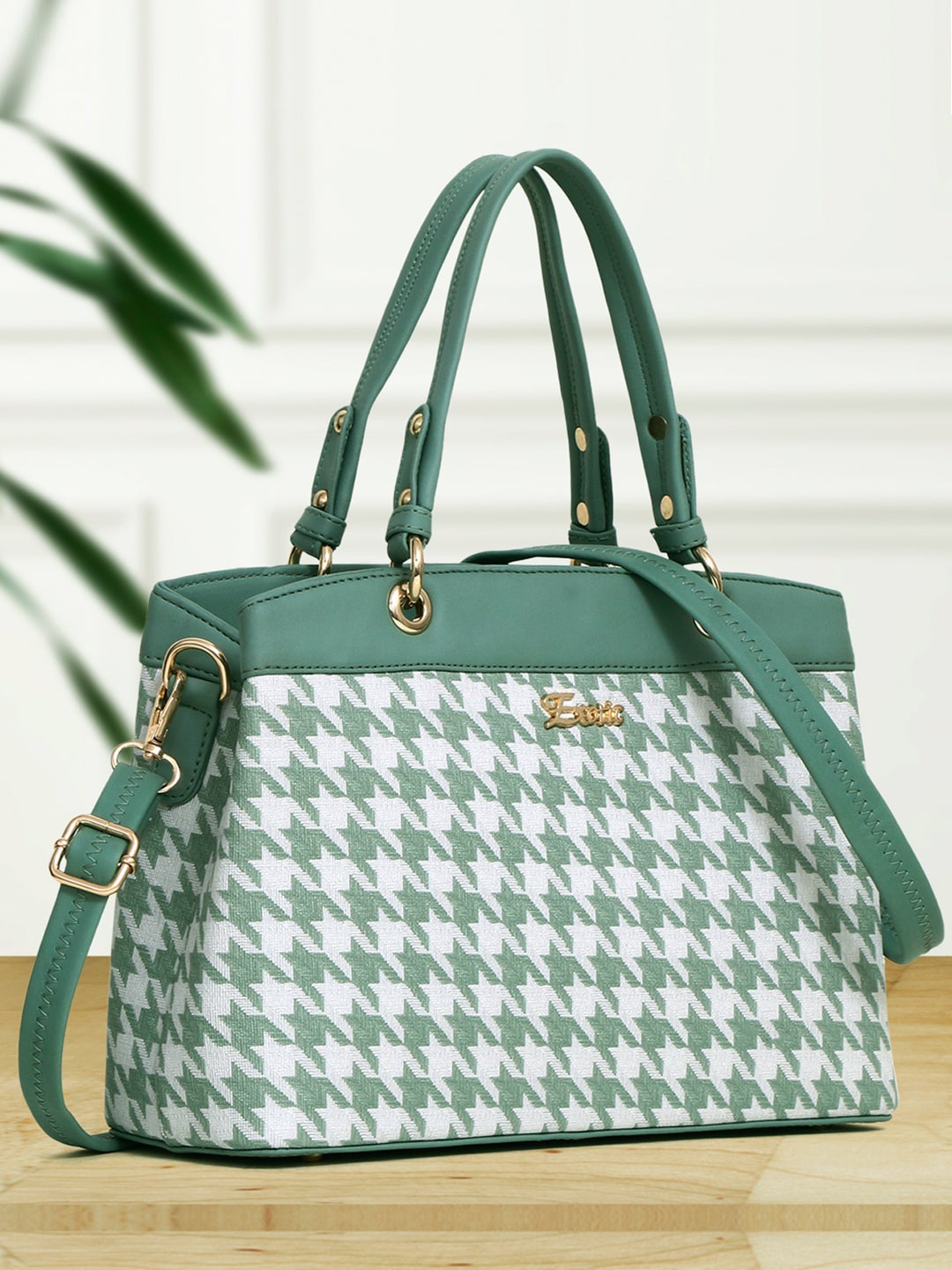 Exotic PU Oversized Structured Handheld Bag with Tasselled, Green