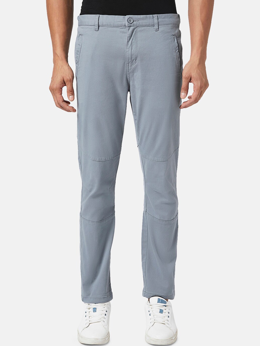 

Urban Ranger by pantaloons Men Slim Fit Mid-Rise Trousers, Grey
