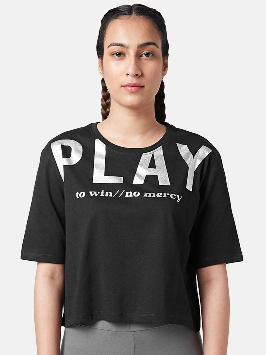 

Ajile by Pantaloons Typography Printed Tennis Slim Fit T-shirt, Black