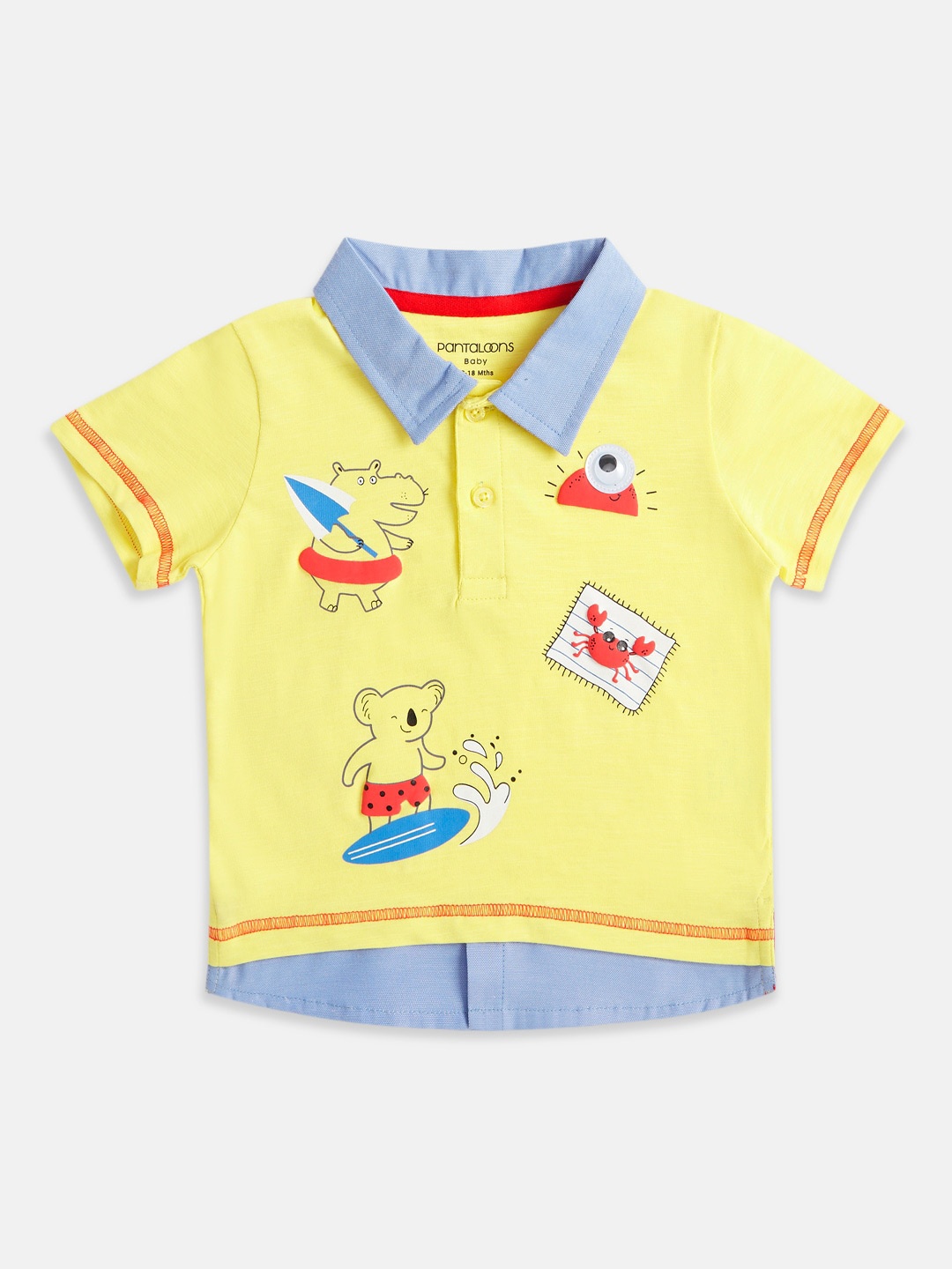 

Pantaloons Baby Infant Boys Printed Polo Collar T-Shirt, Yellow