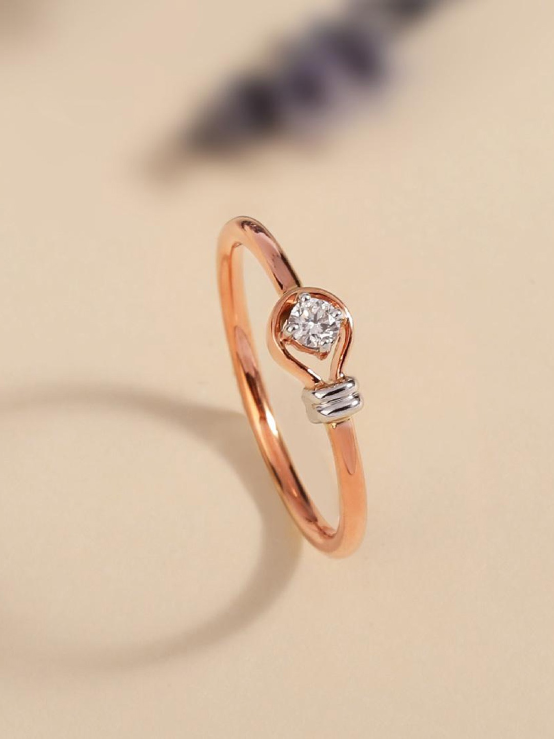 

CANDERE A KALYAN JEWELLERS COMPANY 14KT Rose Gold Diamond Finger Ring-1.06 g